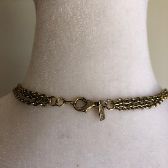 LADY REMINGTON Signed Cabochon Gold Tone Long Necklace 1980's - Picture 13 of 16